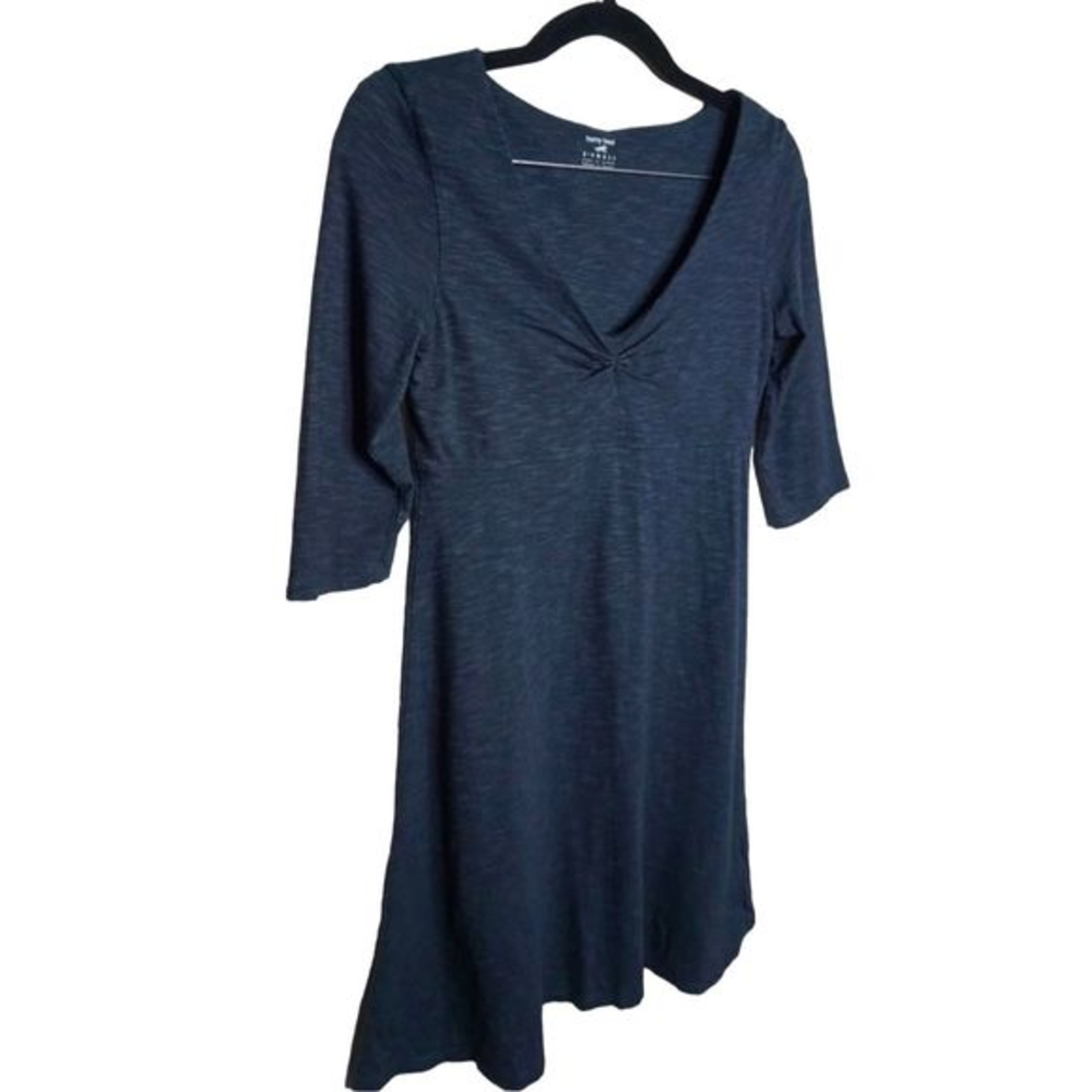 Horny Toad Women's Rosalinda Gray Sz XS Stretch Knit 3/4‎ Sleeve V-Neck Dress